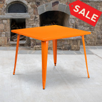 Flash Furniture CH-51050-29-OR-GG 35.5" Square Orange Metal Indoor-Outdoor Table